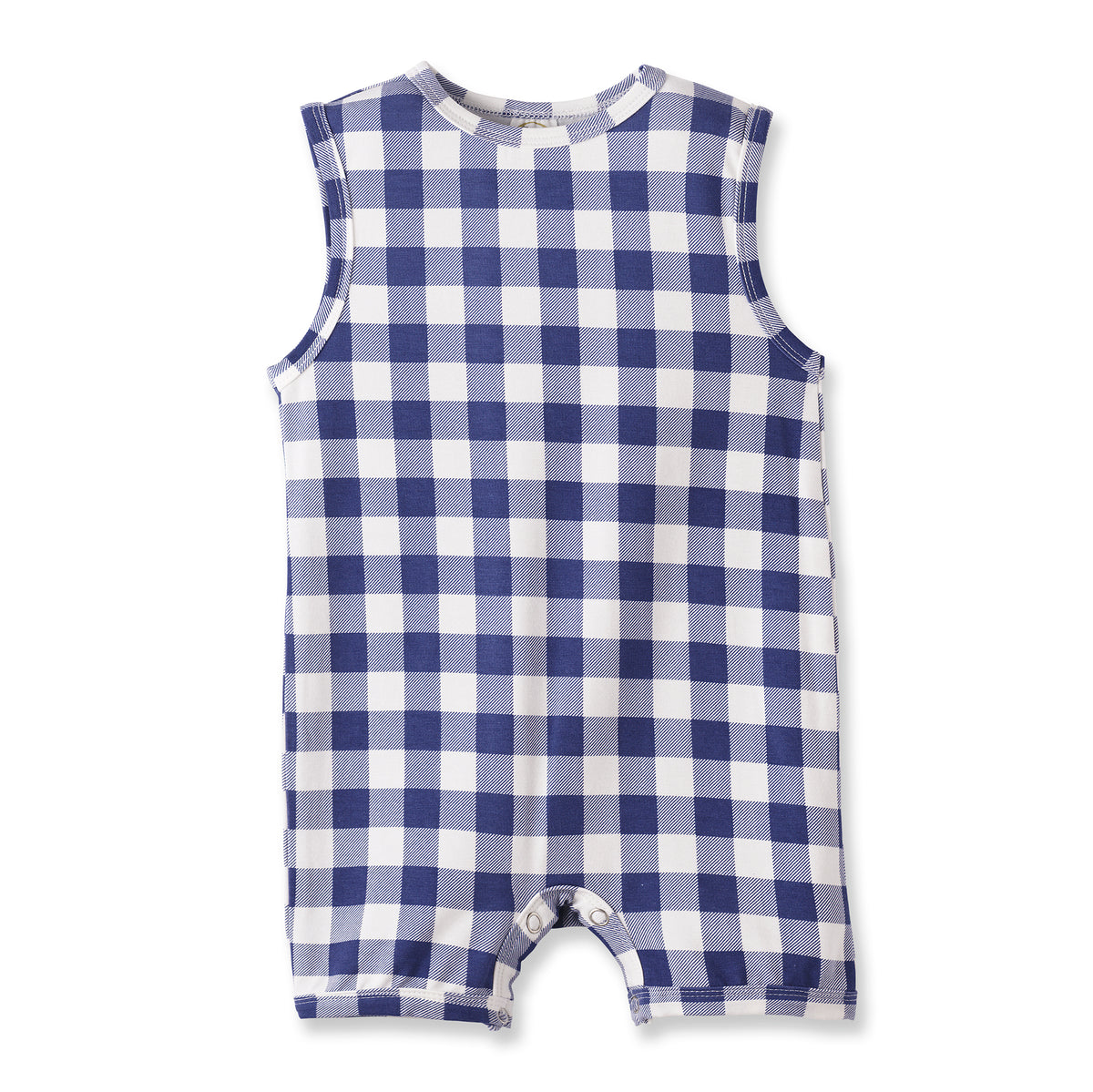 Picnic Plaid Soft Bamboo Sleeveless Baby Shortall Romper
