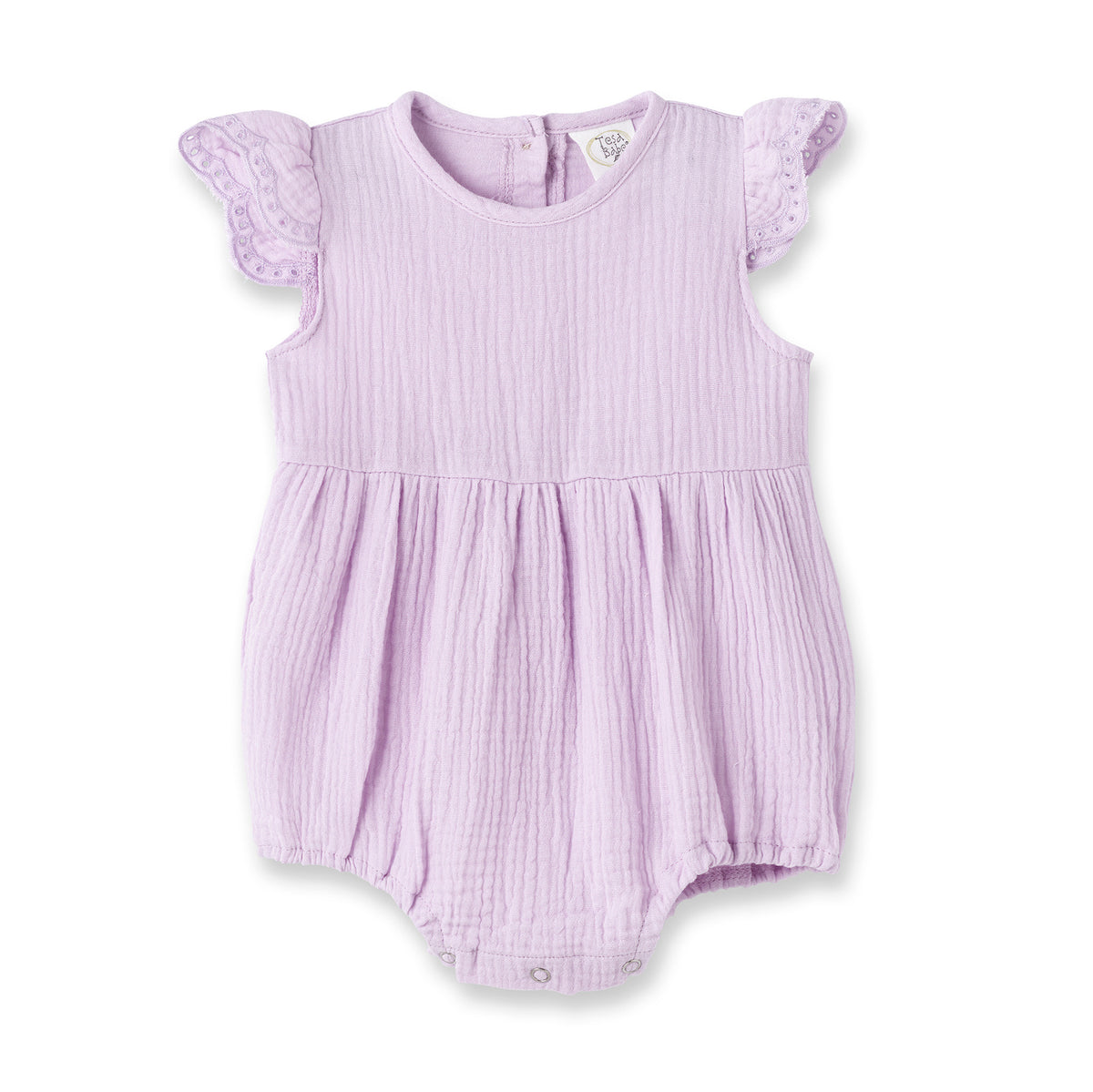 Baby Girl Gauze Bodysuit w/Eyelet Flutter Sleeves