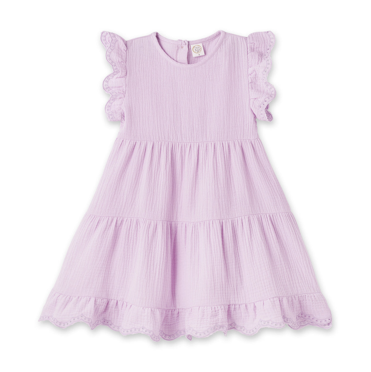 Girl's Gauze Dress w/Eyelet Flutter Sleeves