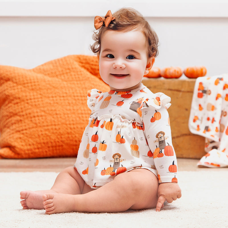 Pumpkin Patch Skirted Bodysuit – Bamboo Fall Baby Outfit