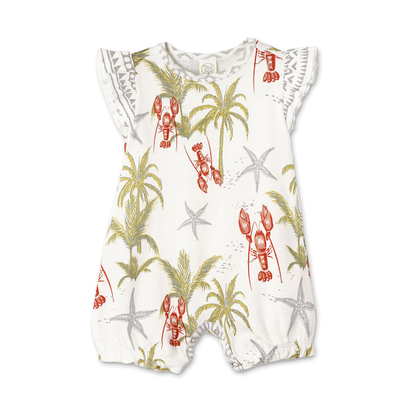 Lobster Island Flutter Sleeveless Bubble Romper- Organic Cotton
