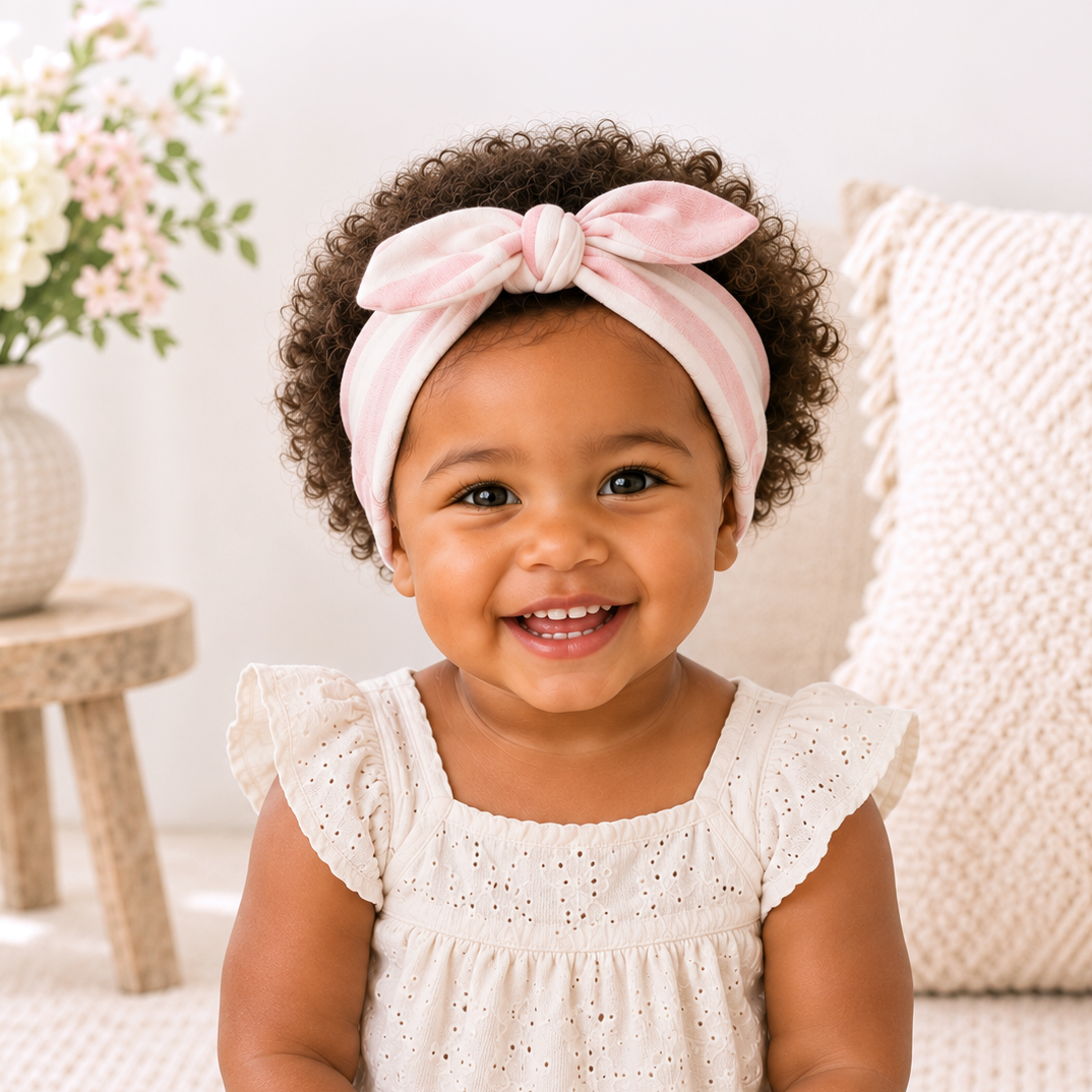 Baby Girl's Pink Stripe Cotton Headband