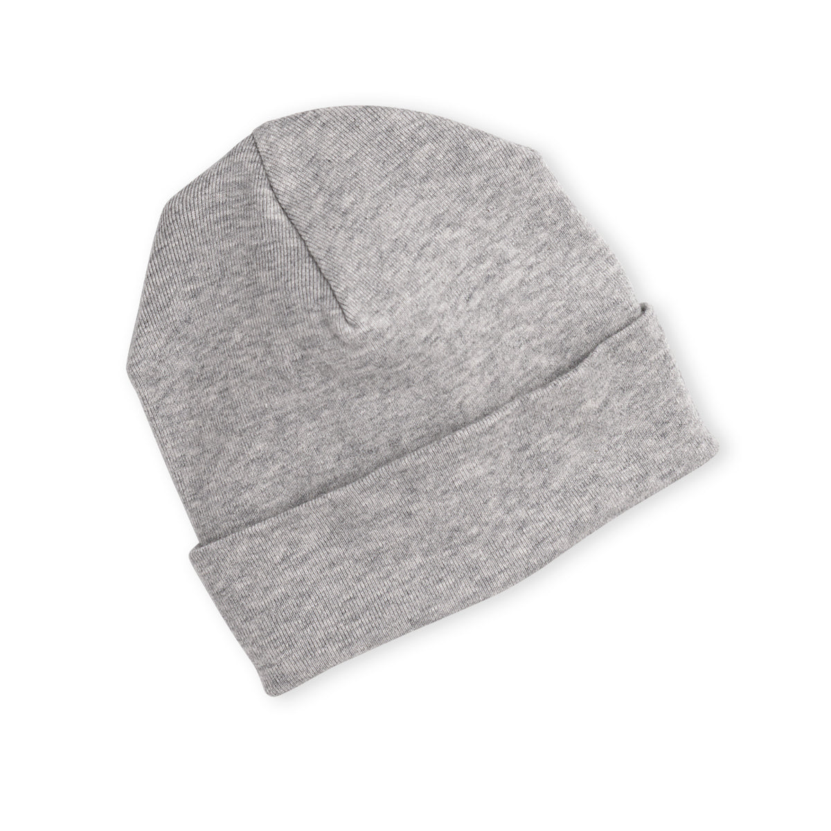 Baby Beanie – Soft Cotton Rib in Heather Grey