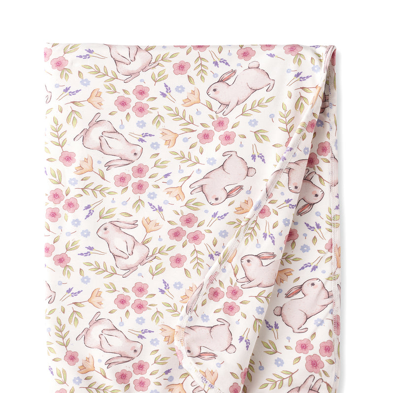 Bunny Blooms Bamboo Stroller Blanket for Baby Girls