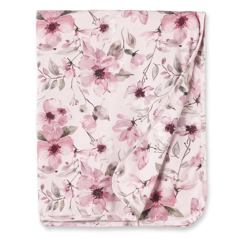 Watercolor Floral Baby Stroller Blanket - Bamboo