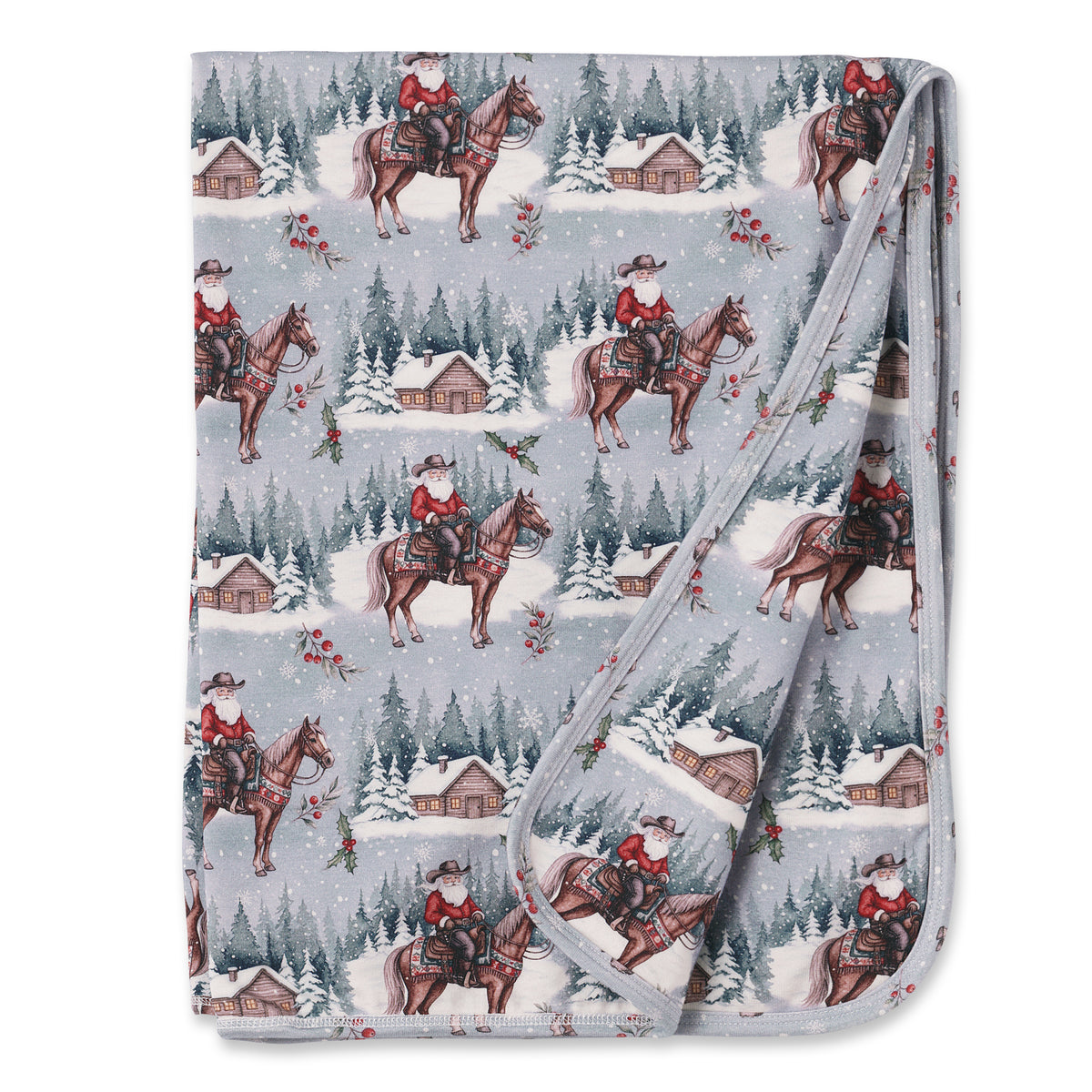 Western Baby Blanket - Cowboy Christmas Bamboo