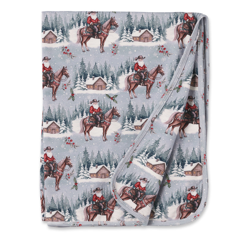 Western Baby Blanket - Cowboy Christmas Bamboo