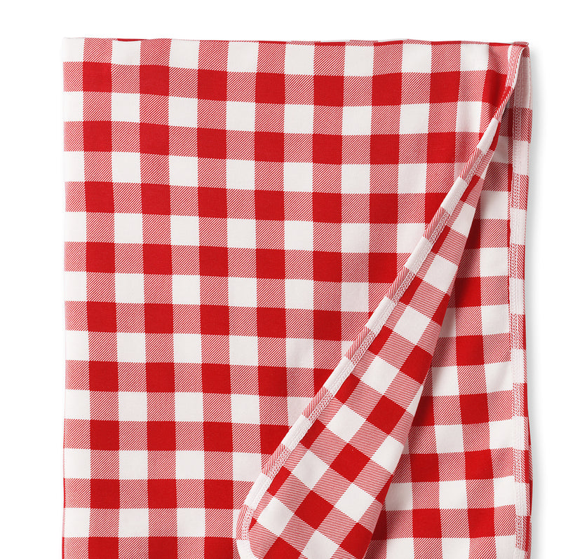 Picnic Plaid/Red Soft Bamboo Stroller Blanket for Baby