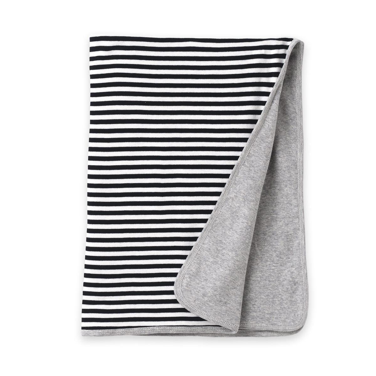 Black Stripe & Heather Grey Cotton Stroller Blanket