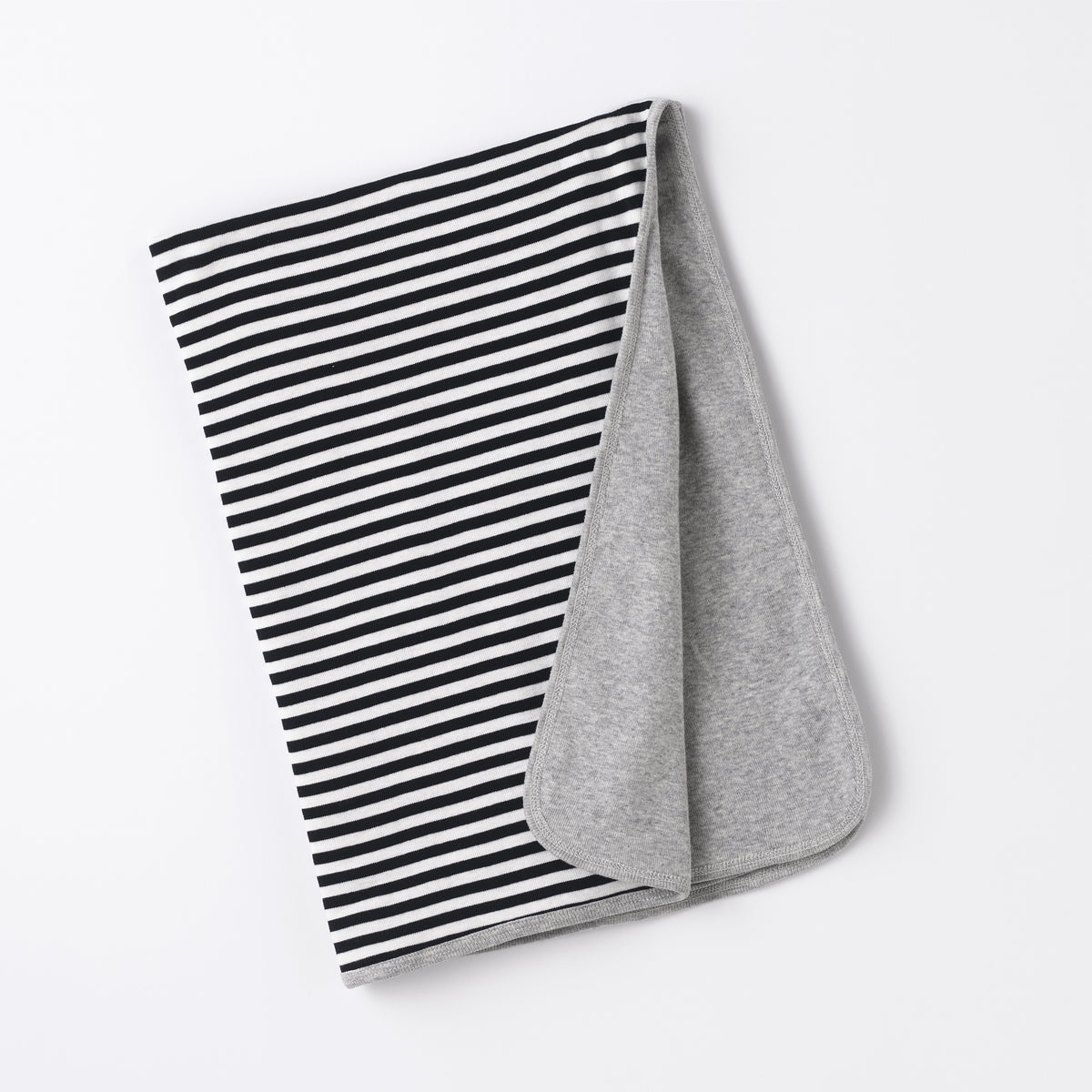 Black Stripe & Heather Grey Cotton Stroller Blanket