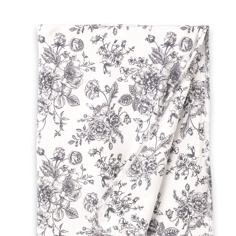 Baby Stroller Blanket – Floral Toile Bamboo Cotton Blend