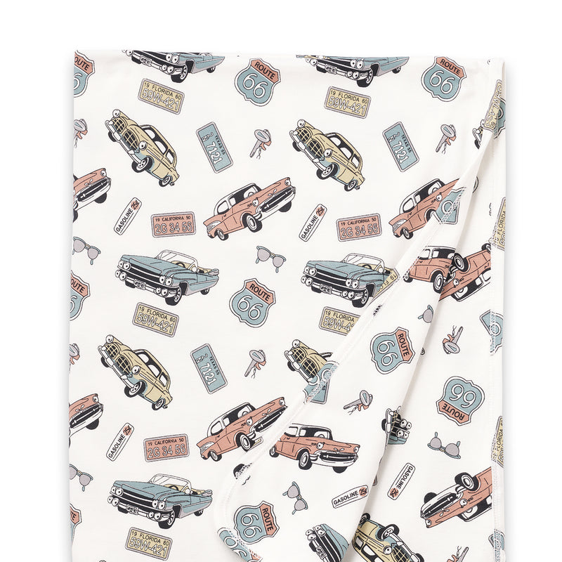 Route 66 Baby Boy Bamboo Vintage Cars Stroller Blanket