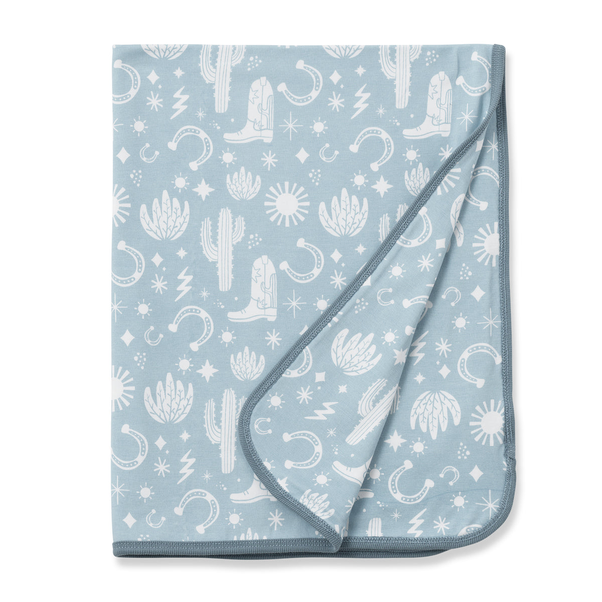 Wild West/Blue Western Baby Boy Bamboo Stroller Blanket