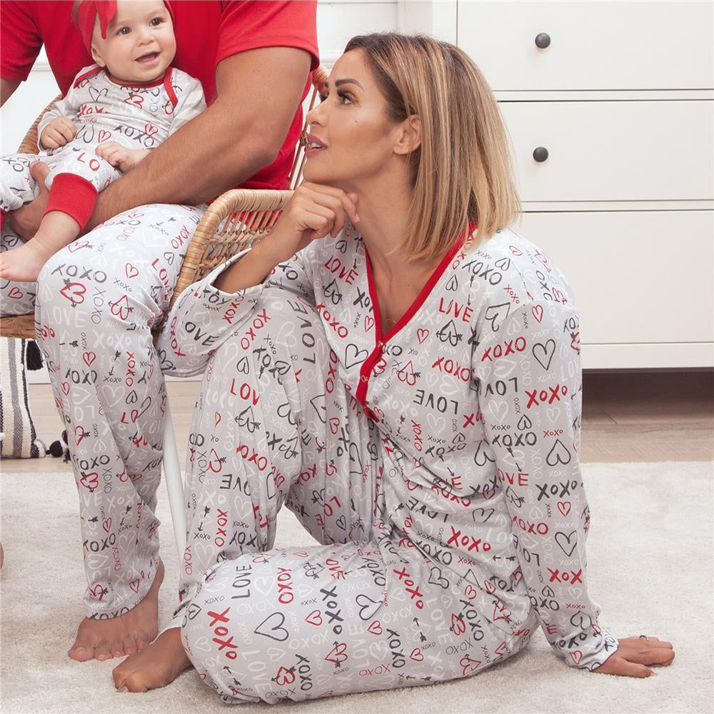 LOVE Women's Valentine's V-Neck Bamboo Pajama Set