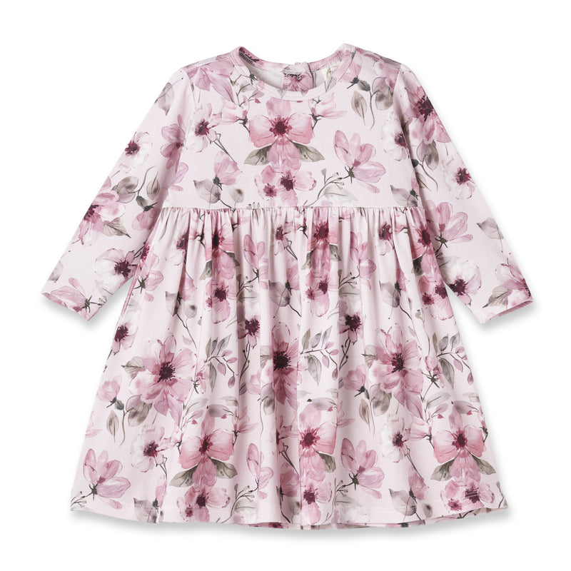 Watercolor Floral Girls Dress - Soft Bamboo Jersey