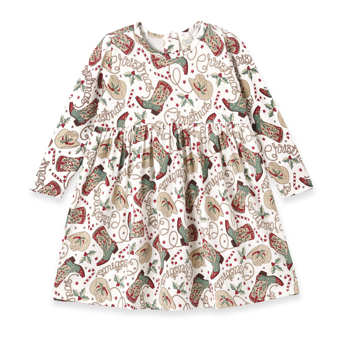 Western Christmas Girls Dress – Soft Bamboo Holiday Style Western Christmas Girls Dress – Soft Bamboo Holiday Style