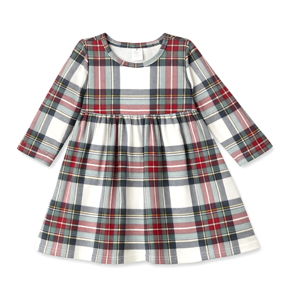 Girls Christmas Plaid Dress – Soft Bamboo Holiday Outfit