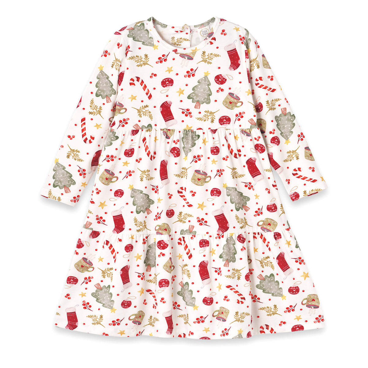 Girls' Christmas Dress Bamboo Holiday Tiered Twirl Dress Tesa Babe Girls' Christmas Dress Bamboo Holiday Tiered Twirl Dress Tesa Babe