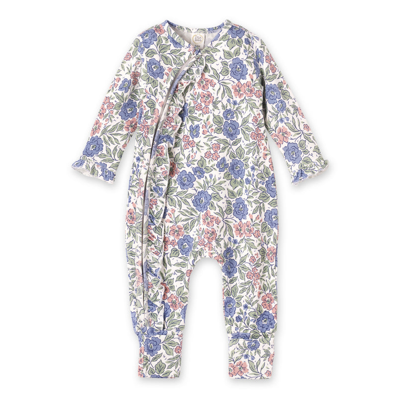 Vintage Floral Zipper Romper - Soft Bamboo Baby