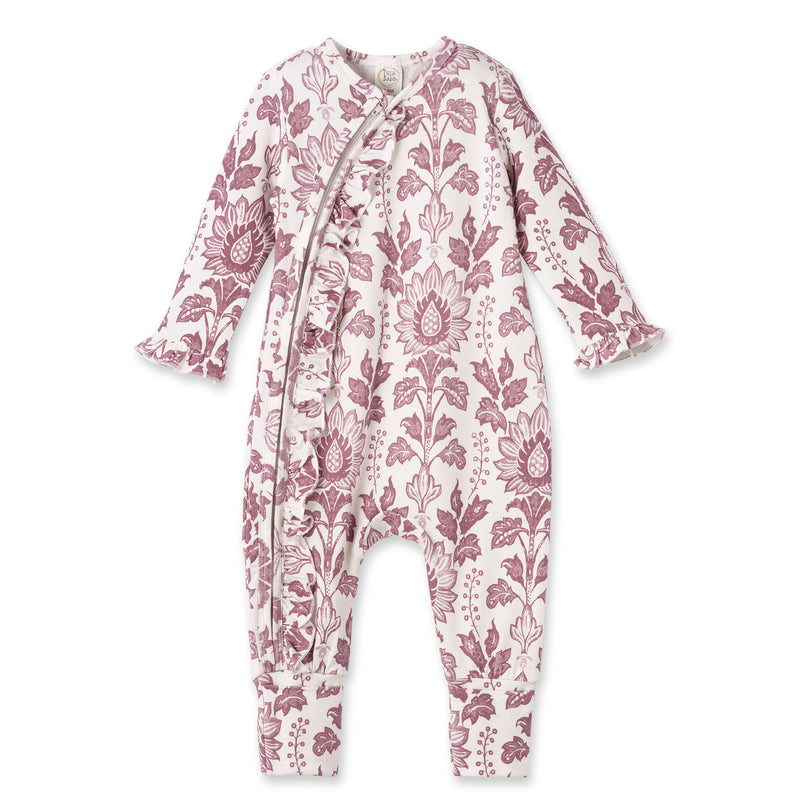 Floral Tapestry Zipper Romper - Bamboo Baby Girl Outfit