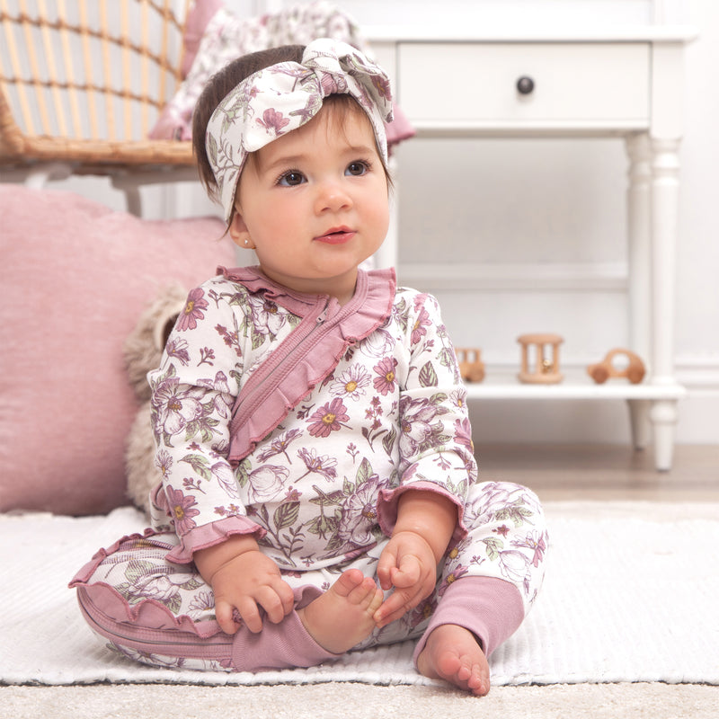 Fancy Floral Bamboo Zipper Romper