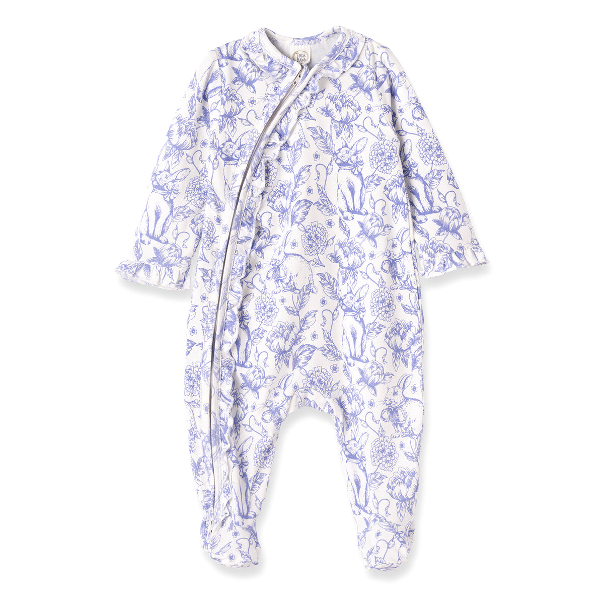 Easter Bunny Toile Bamboo Zipper Romper