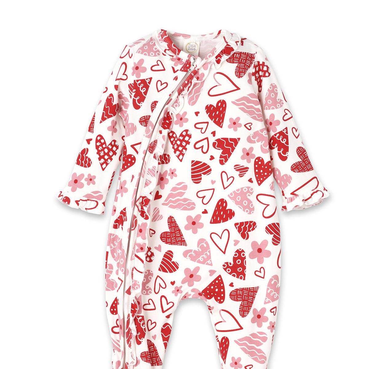 Valentine Hearts Bamboo Zipper Romper