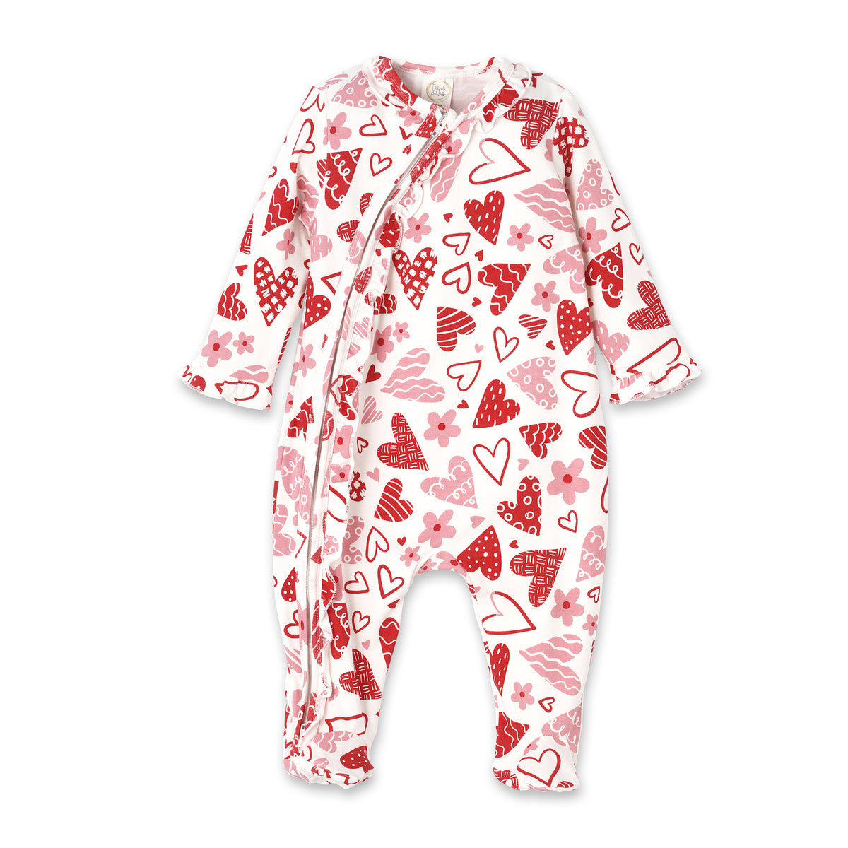 Valentine Hearts Bamboo Zipper Romper