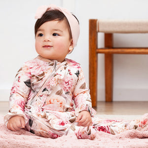 Baby Girls' Bamboo Floral Zipper Romper – Soft & Stylish