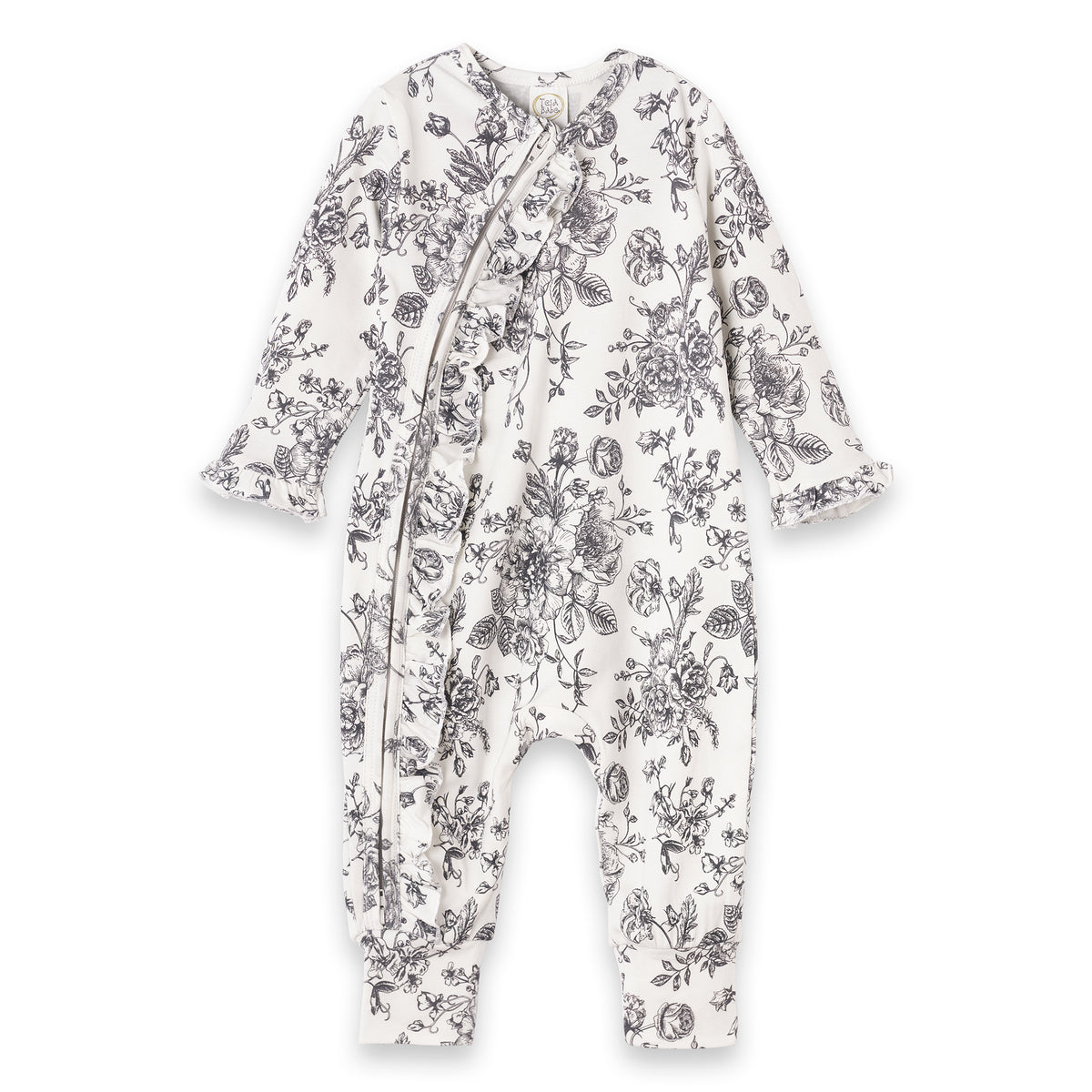 Baby Girls' Floral Toile Zipper Romper – Bamboo Blend