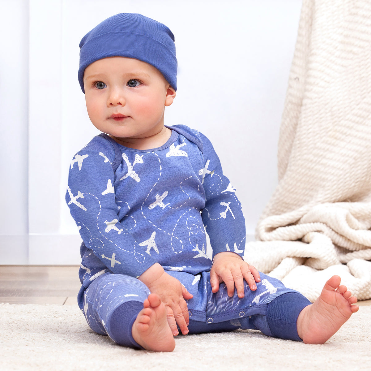 Baby Boy Airplane Romper – Cotton One-Piece - Traveler Gift
