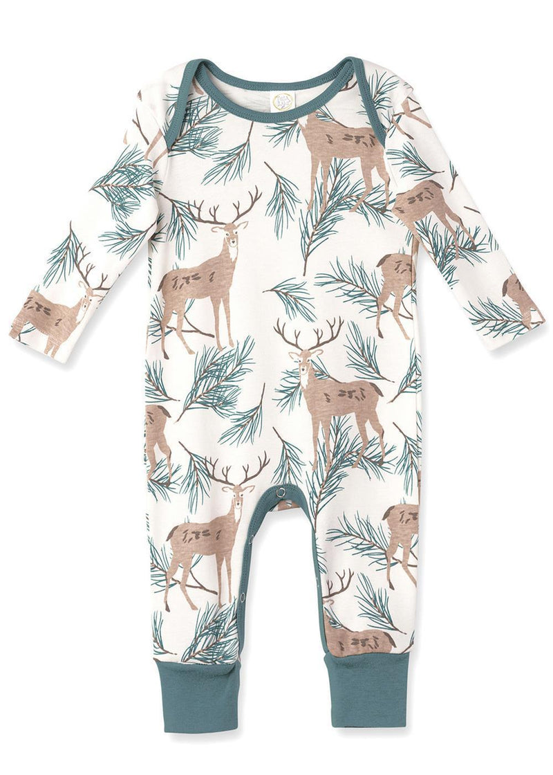Deer Pine Baby Romper | Bamboo Woodland Print