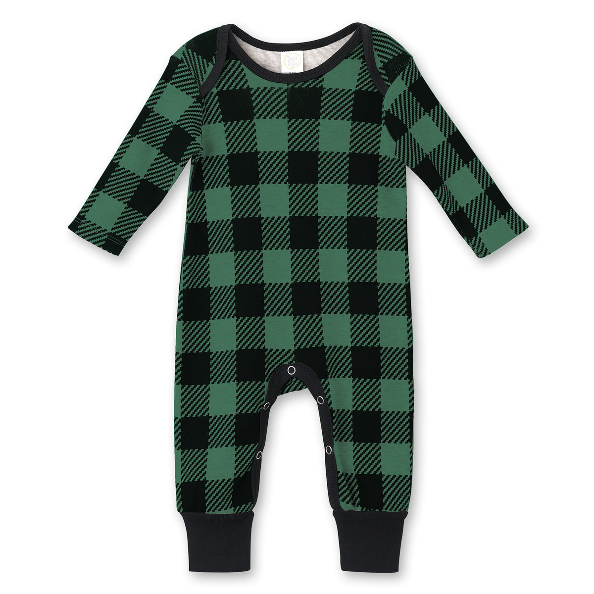 Green Buffalo Check Baby Romper - Newborn