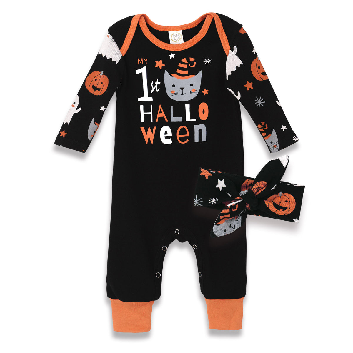 1st Halloween Romper and Headband Set
