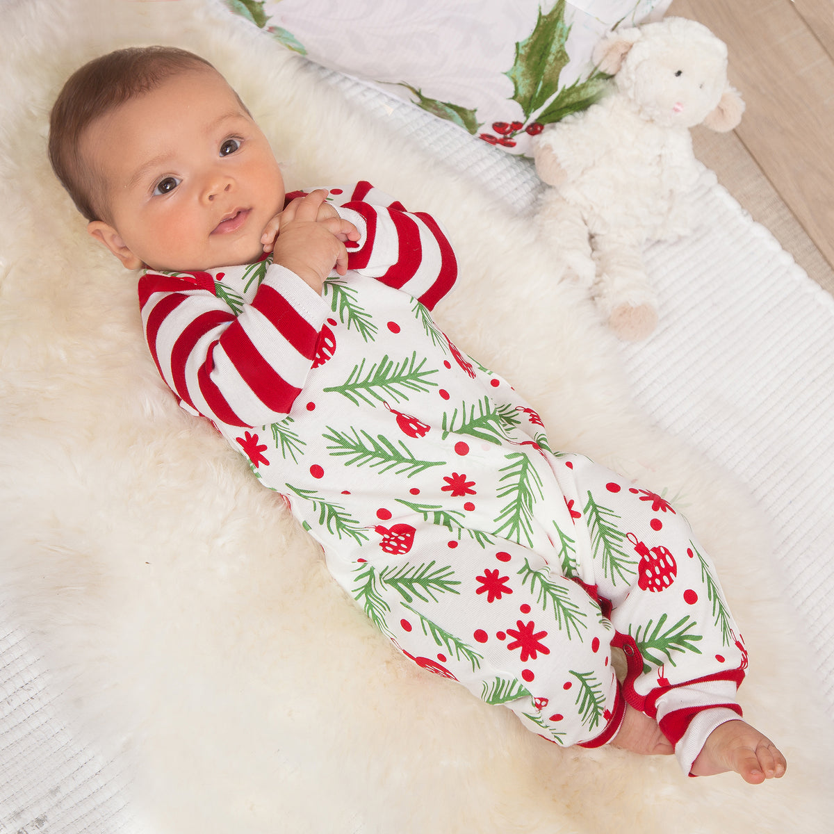 Branches & Bulbs Christmas Cotton Romper