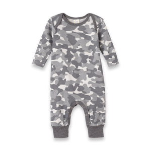 Grey Camo Long Sleeve Cotton Romper