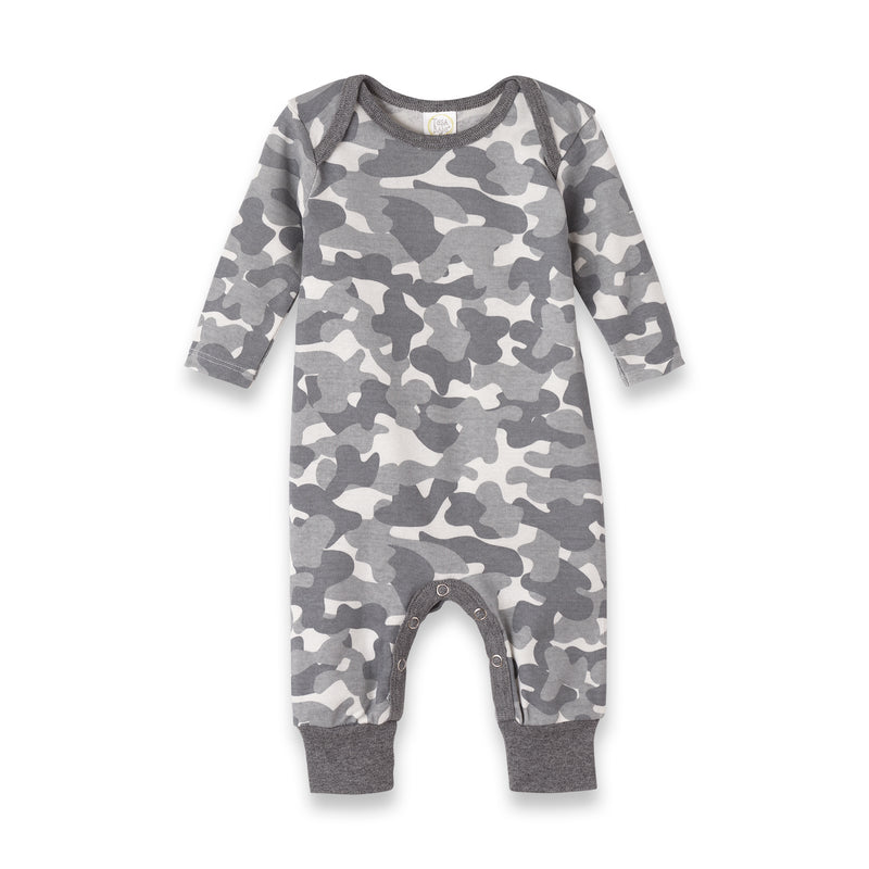 Grey Camo Long Sleeve Cotton Romper