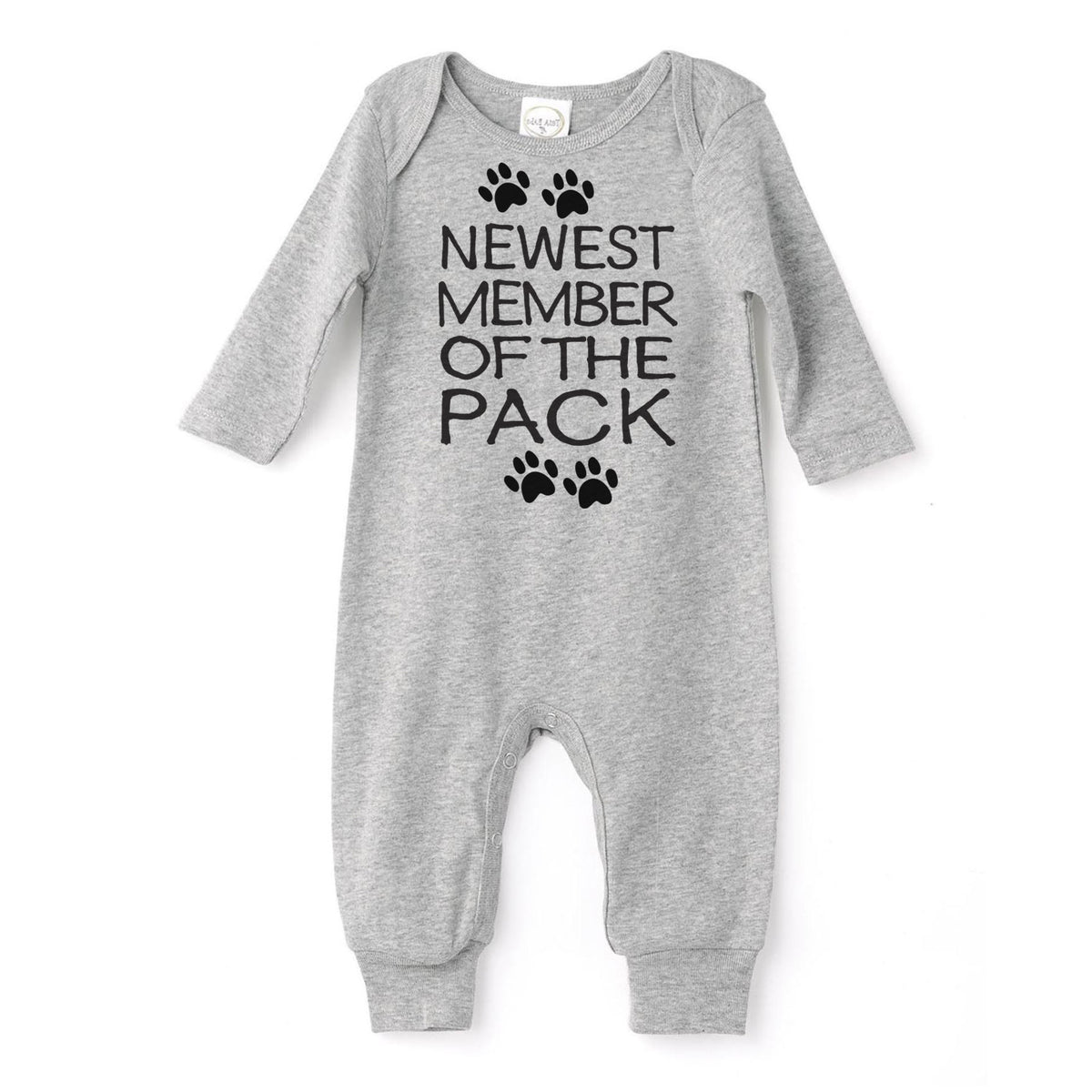 Newest Member of the Pack Romper (Heather Gray Solid)