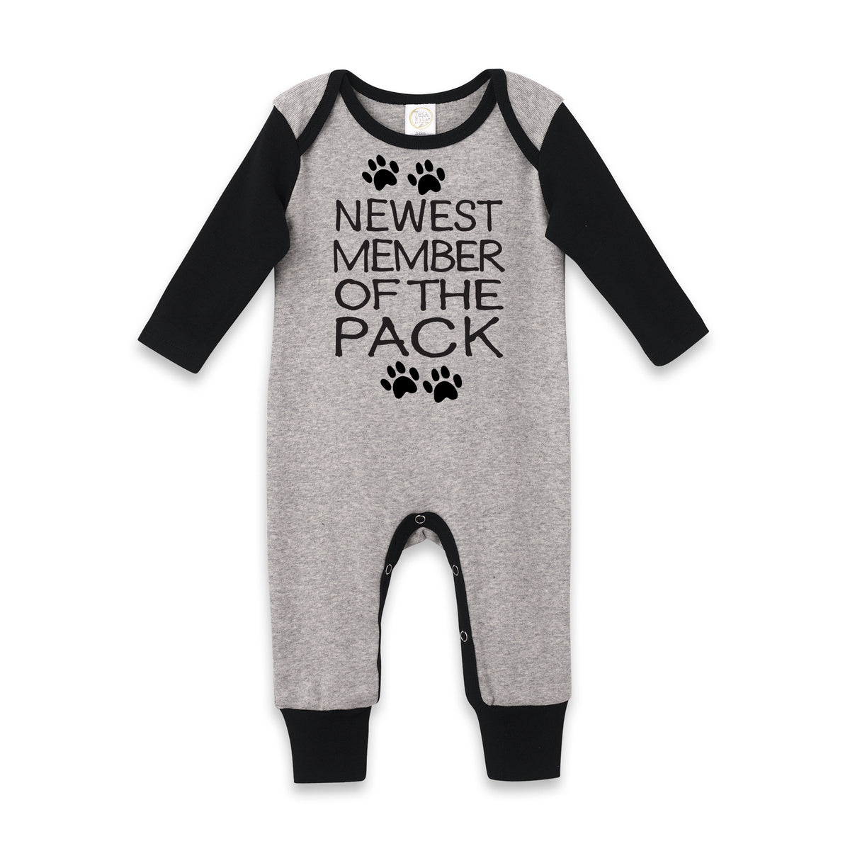 Newest Member of the Pack Black-Sleeved Romper