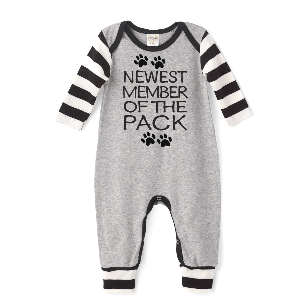 Newest Member of the Pack Grey Romper