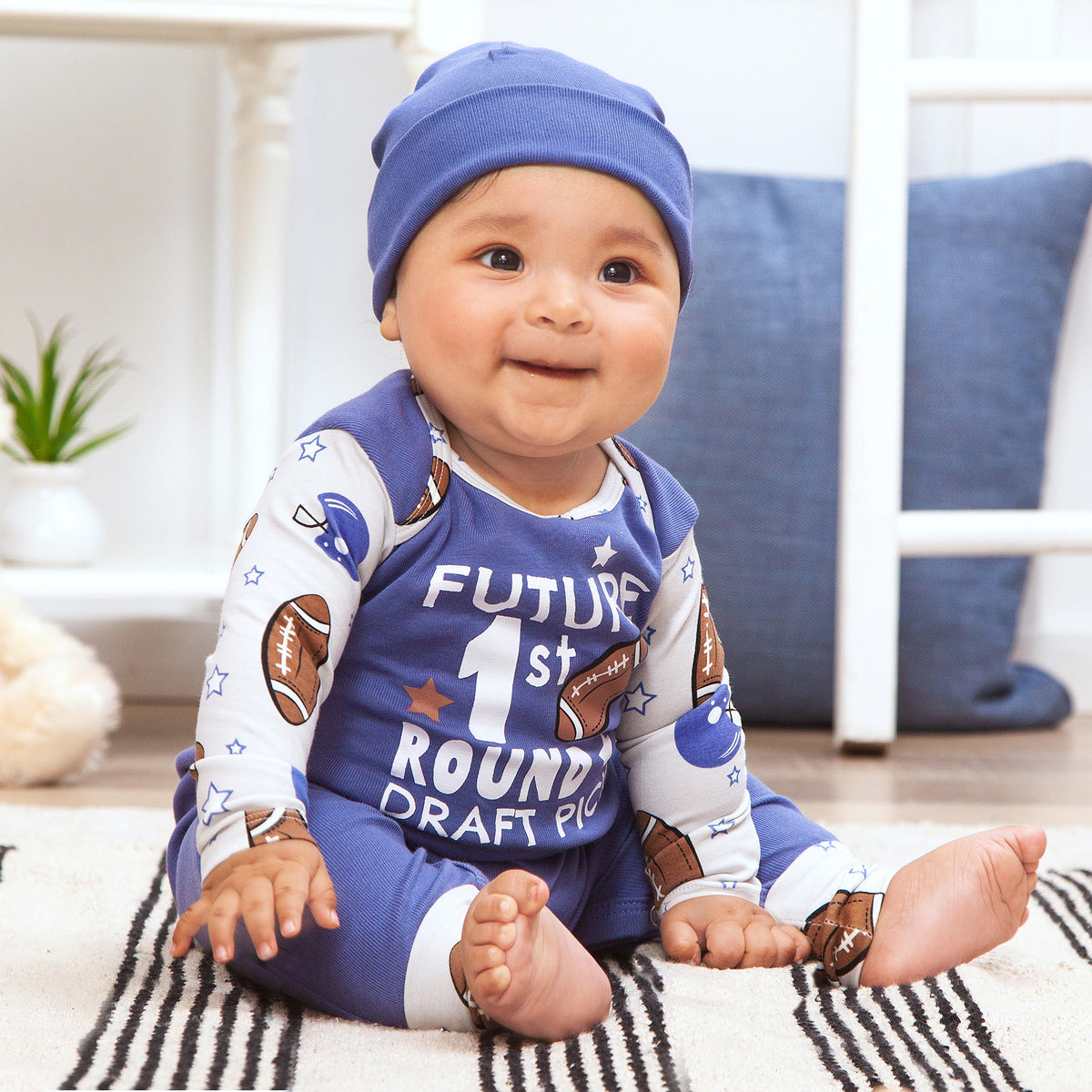 Football Future Draft Pick Bamboo Romper 3-6M
