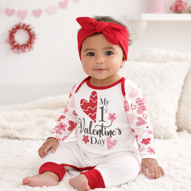 My 1st Valentine's Day Bamboo Romper