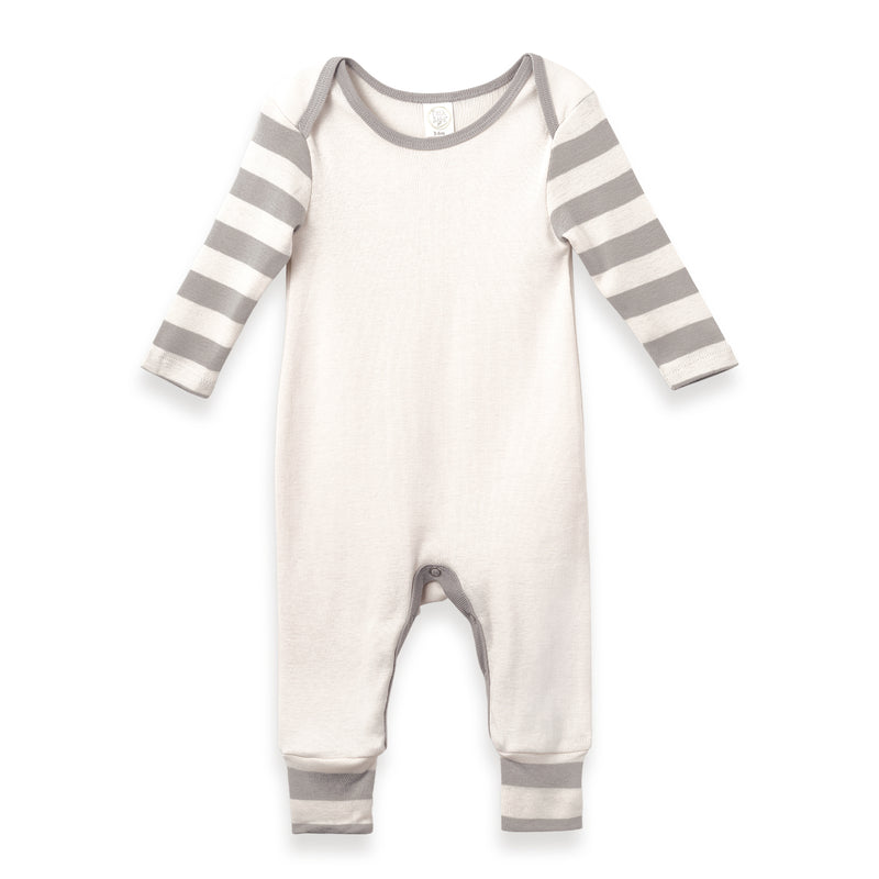 Newborn Grey Stripe Sleeve Cotton Romper