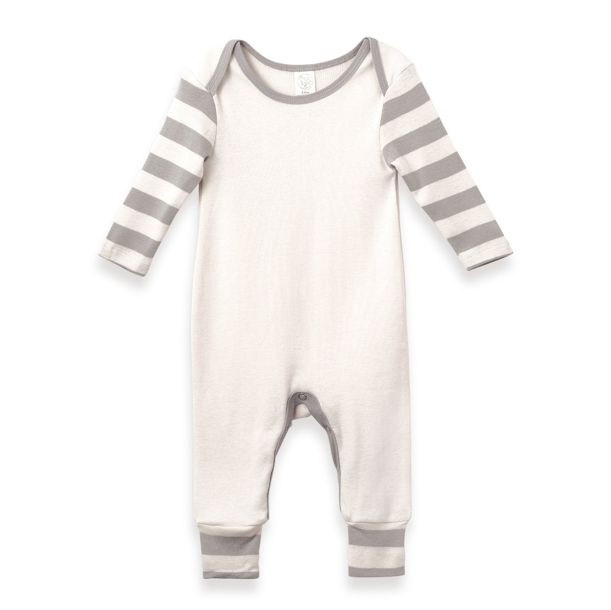 Baby Cotton Rib Romper | Printed Sleeves