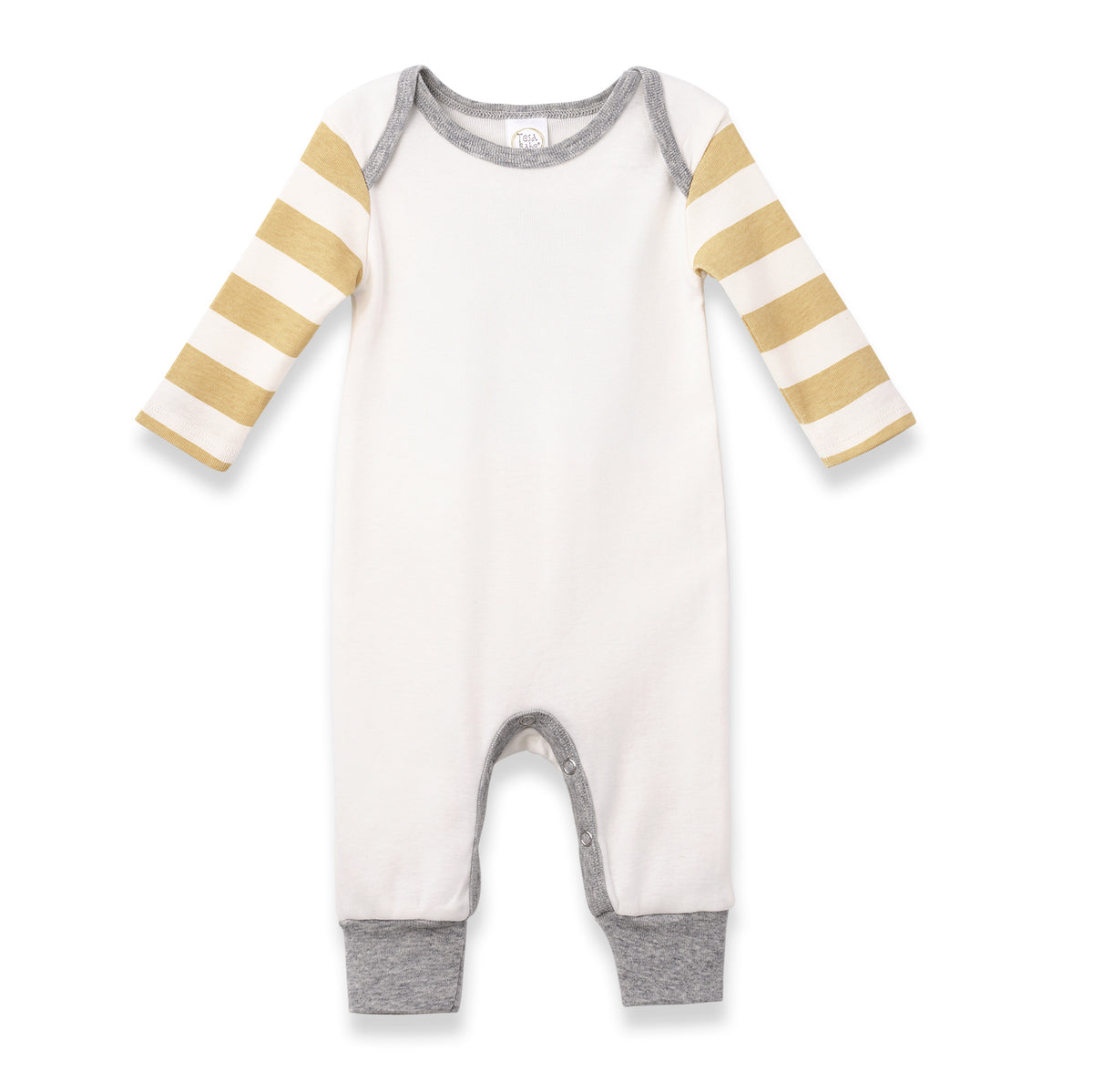 Baby Cotton Rib Romper | Printed Sleeves