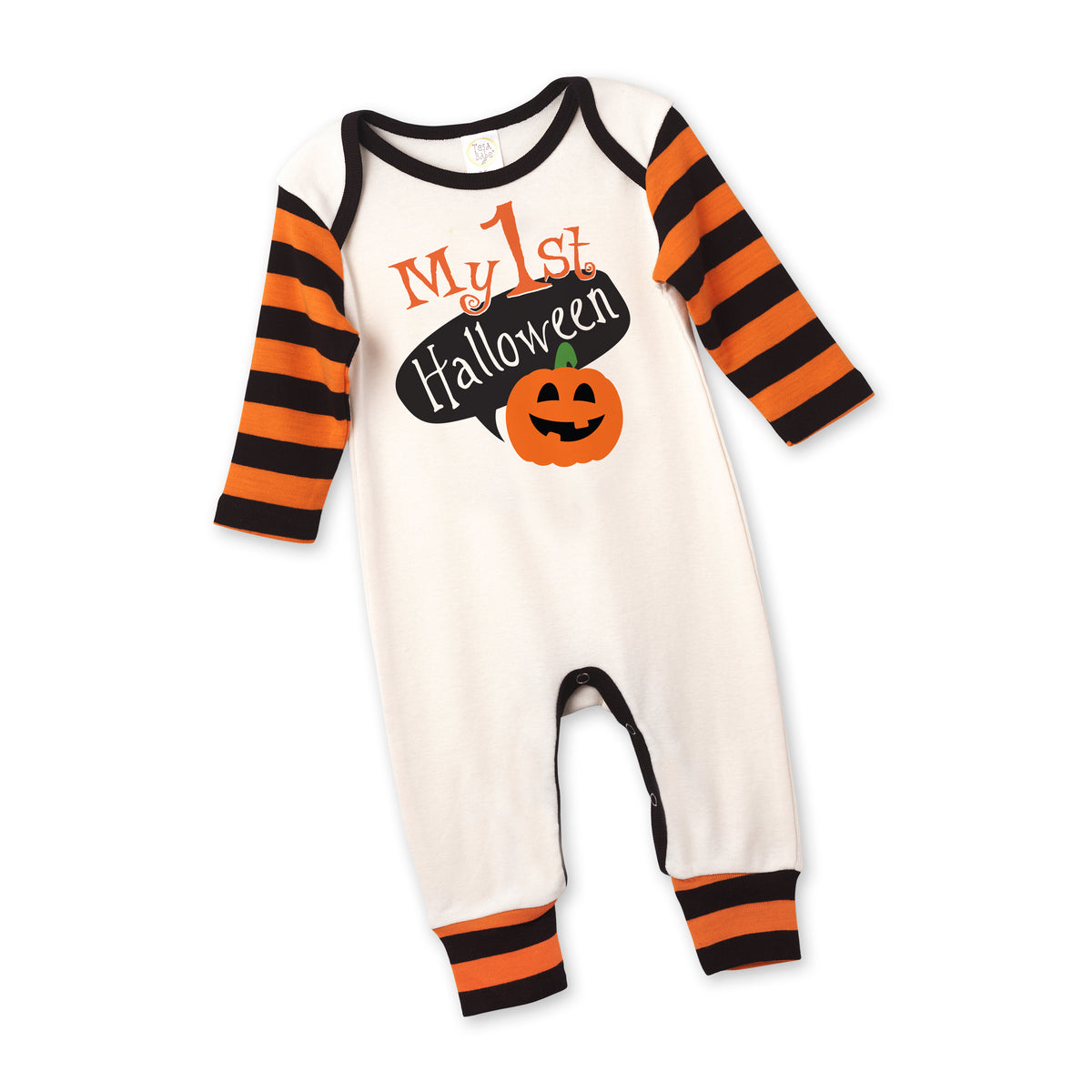 My 1st Halloween Orange/Black Stripe Romper