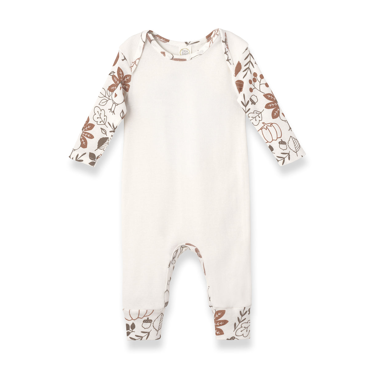 Baby Cotton Rib Romper | Printed Sleeves