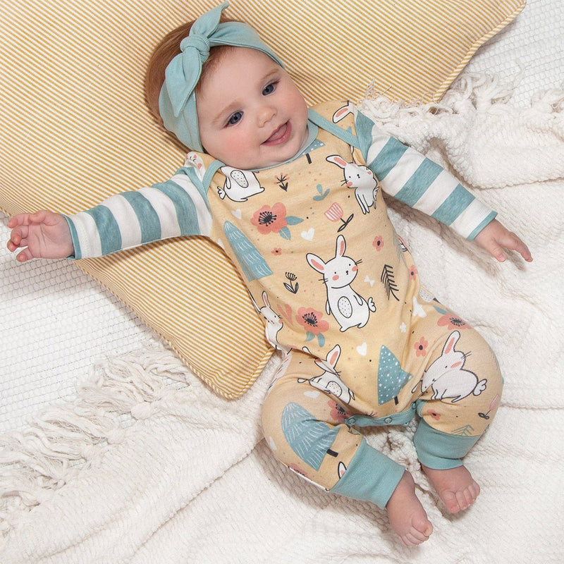 Sweet Bunny Garden Bamboo Romper – Newborn Easter Edition