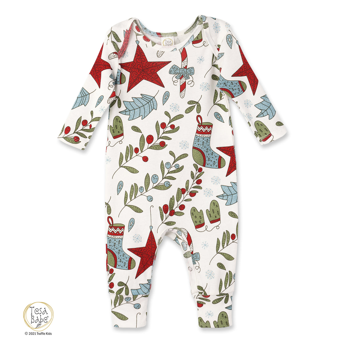 Xmas Fancy Red  Stripe Long Sleeve Cotton Romper