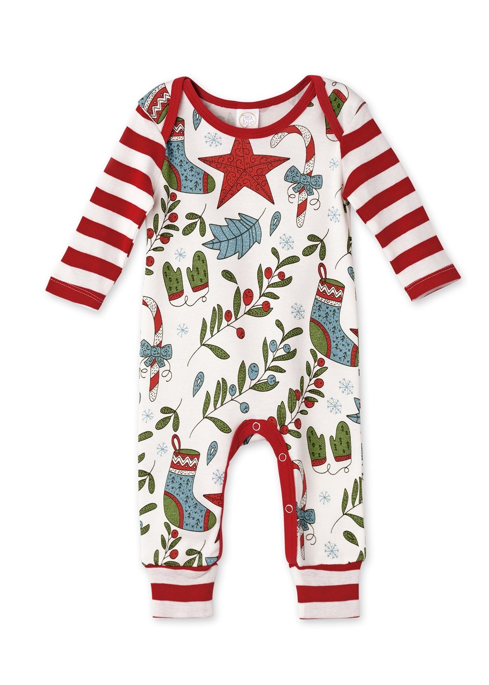 Xmas Fancy Red  Stripe Long Sleeve Cotton Romper
